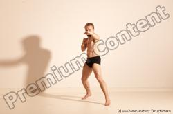 Underwear Martial art Man White Moving poses Slim Short Blond Dynamic poses Academic